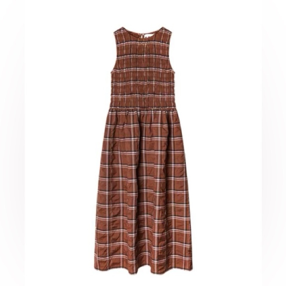 Espresso plaid flor dress by WRAY